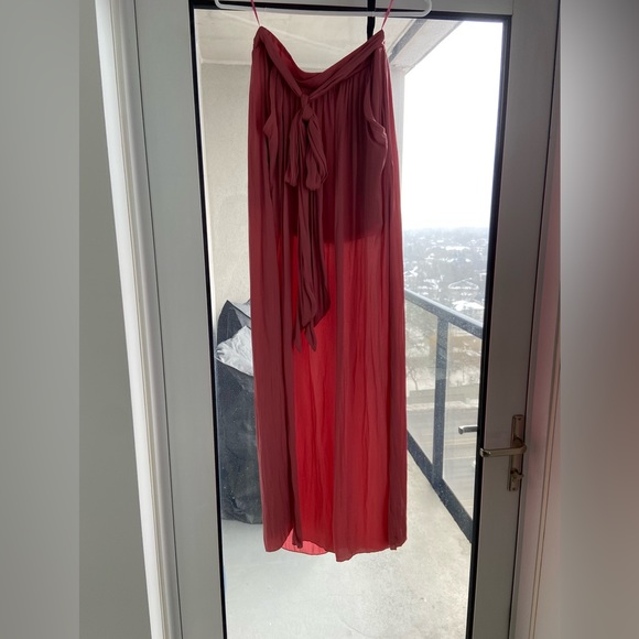 ZARA - Size XS - High waisted pink maxi skirt with bow - Picture 2 of 9